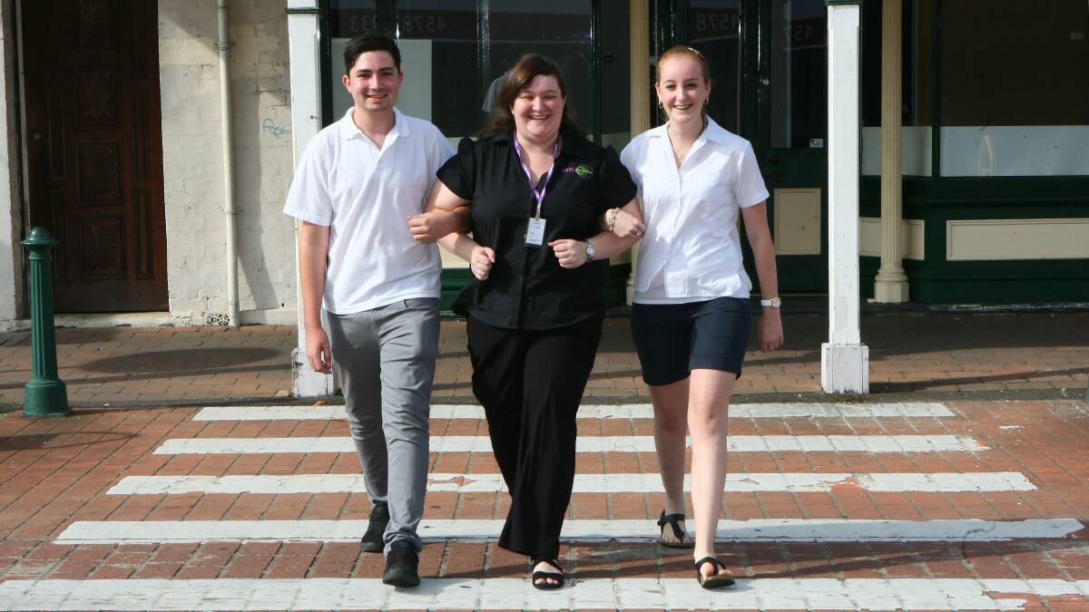 Road to success:  Max Potential’s Elizabeth Fraser, centre, with Colo High student Matthew Partridge and Richmond High student Briony Darwen.  Picture: Gary Warrick