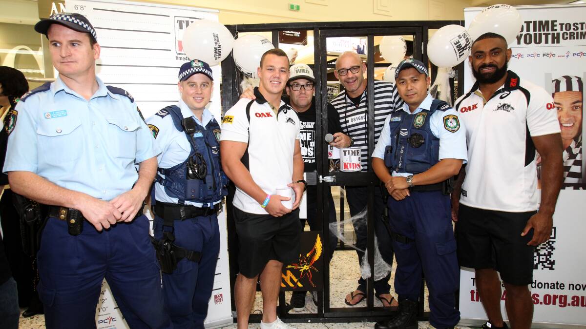 Triple M Grill Team announcers Mark ''MG" Geyer and Gus Worland host Time 4 Kids fundraiser at Westfield Mount Druitt. Picture: Gene Ramirez
