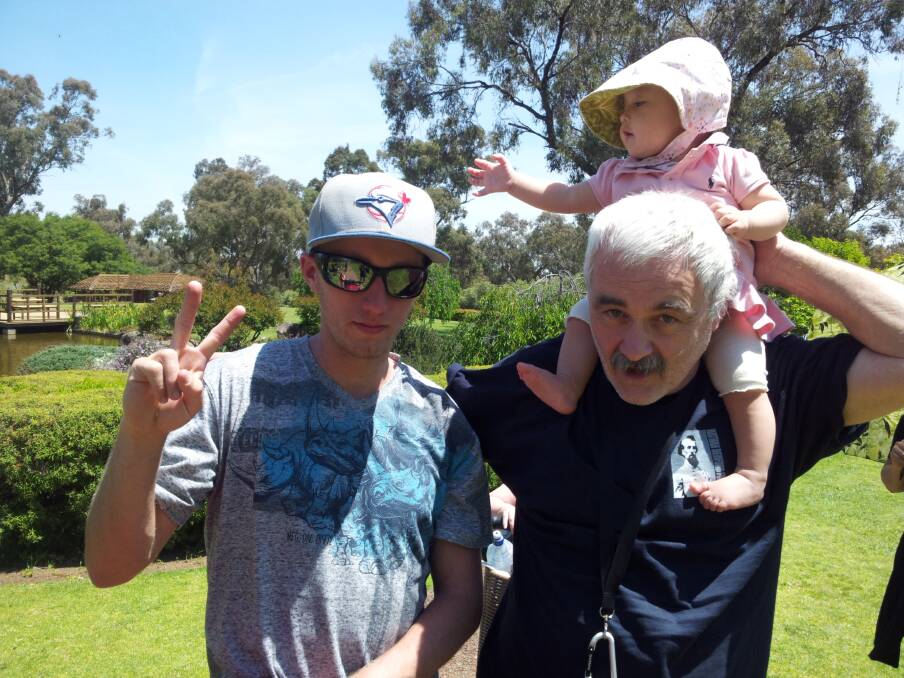 Colin O’Neill with son Aidan and grand-daughter Ayana. Colin drowned in the
Hawkesbury River last week, 18 months after Aiden died in a car accident.