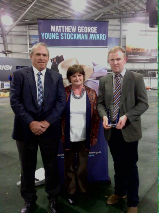 Shannon Lawlor (right) with Matthew George’s parents. The award enables him to go to America.