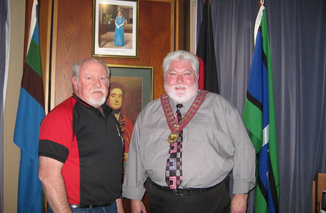 Hawkesbury Mayor Kim Ford, right, and his new deputy, Warwick Mackay, after their election by Council on Tuesday. Picture: Roderick Shaw