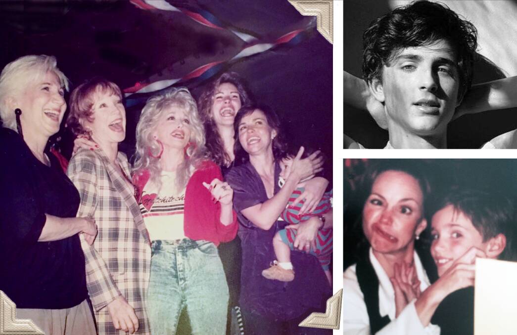 FAMILY ALBUM: At 1, with mum and co-stars on the set of Steel Magnolias in 1989. "How could I not be gay with all that going on!" And clowning with mum for Facebook. Pictures: courtesy Sam Greisman