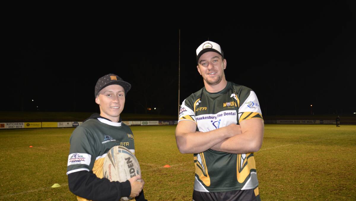 Windsor Wolves players Blake Faint and Sam Hollis at training at Windsor on Tuesday night. Picture: Conor Hickey