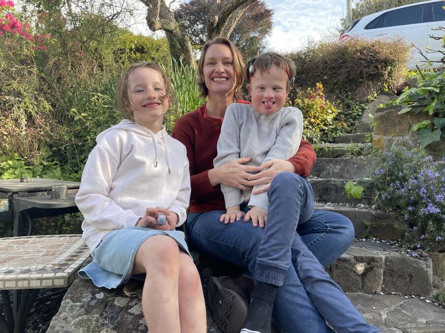 CONCERN: Down Syndrome Tasmania president Rebecca Kelly, with children Ciara, 6, and Ryan, 10. Picture: Brinley Duggan
