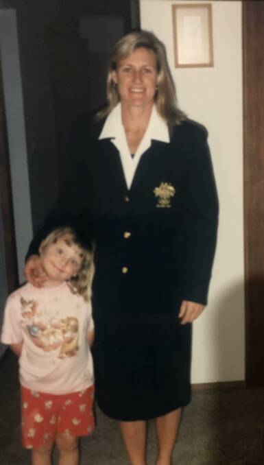 Georgie Rowe with her aunt, two-time Olympian Shelley Oates-Wilding just before the Atlanta Games in 1996