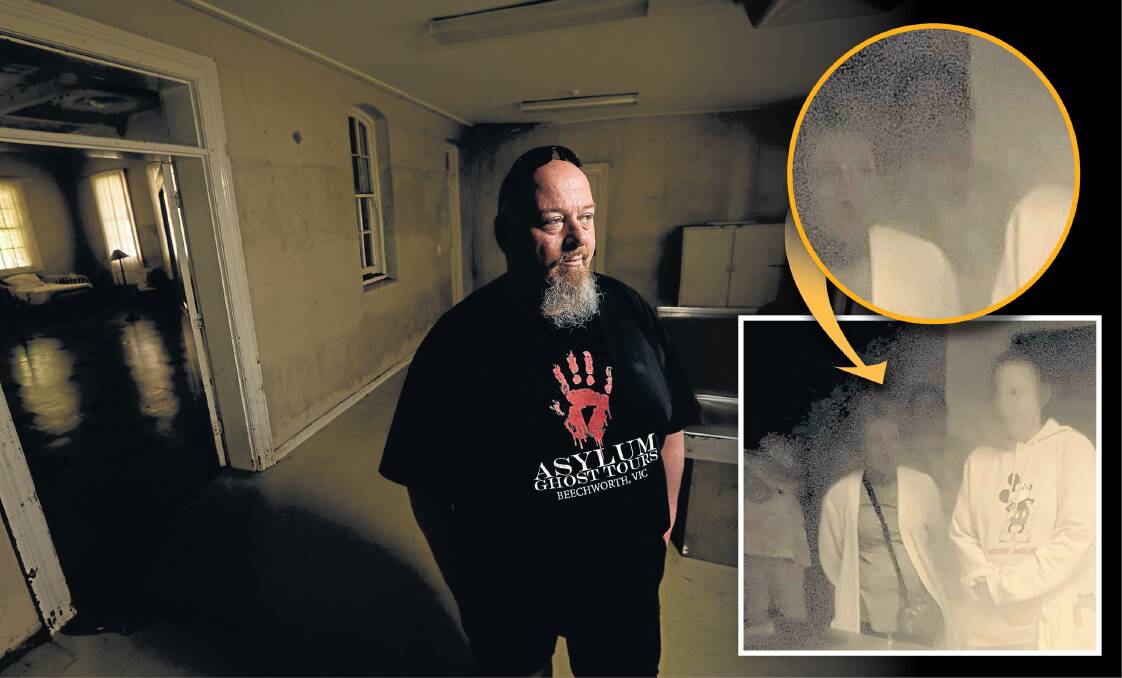Geoff Brown in the room where the photograph, inset, was taken on a ghost tour on Saturday night. Main picture by James Wiltshire
