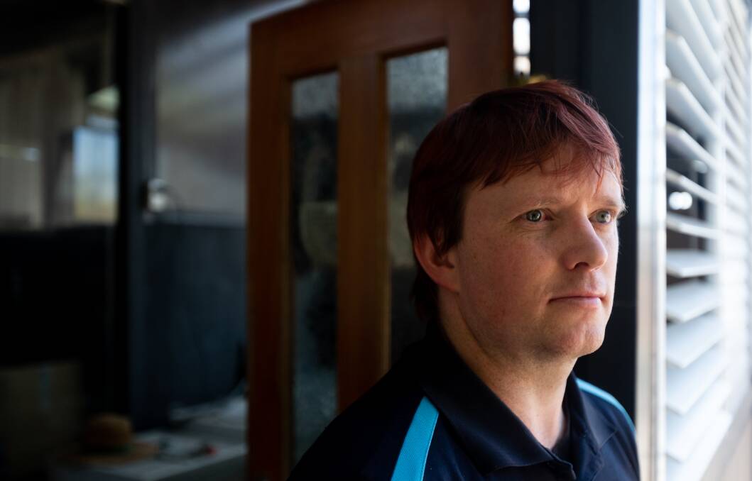 Ryan Donaldson, 36, works as a cleaner at a TAFE in Newcastle. Picture by Jonathan Carroll